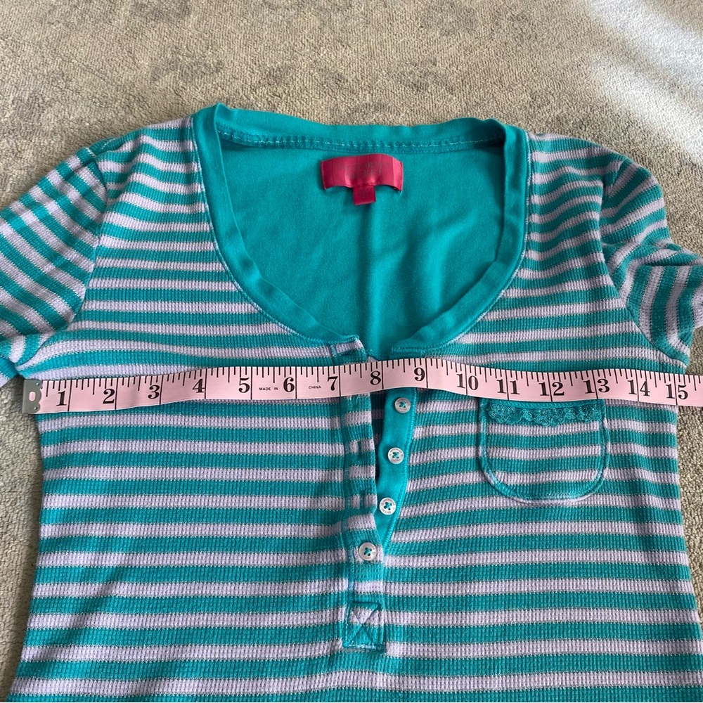 Victoria’s Secret Thermal Pajama Set Pants Henley Top Striped Metallic Small - Picture 7 of 15